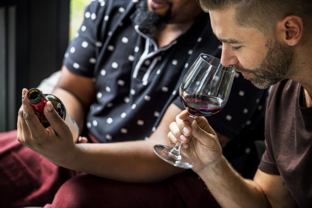 Sensory scientist evaluating wine