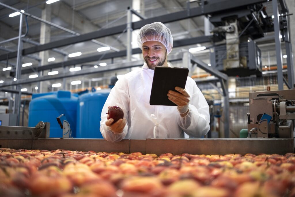 Man performing sensory evaluation of food